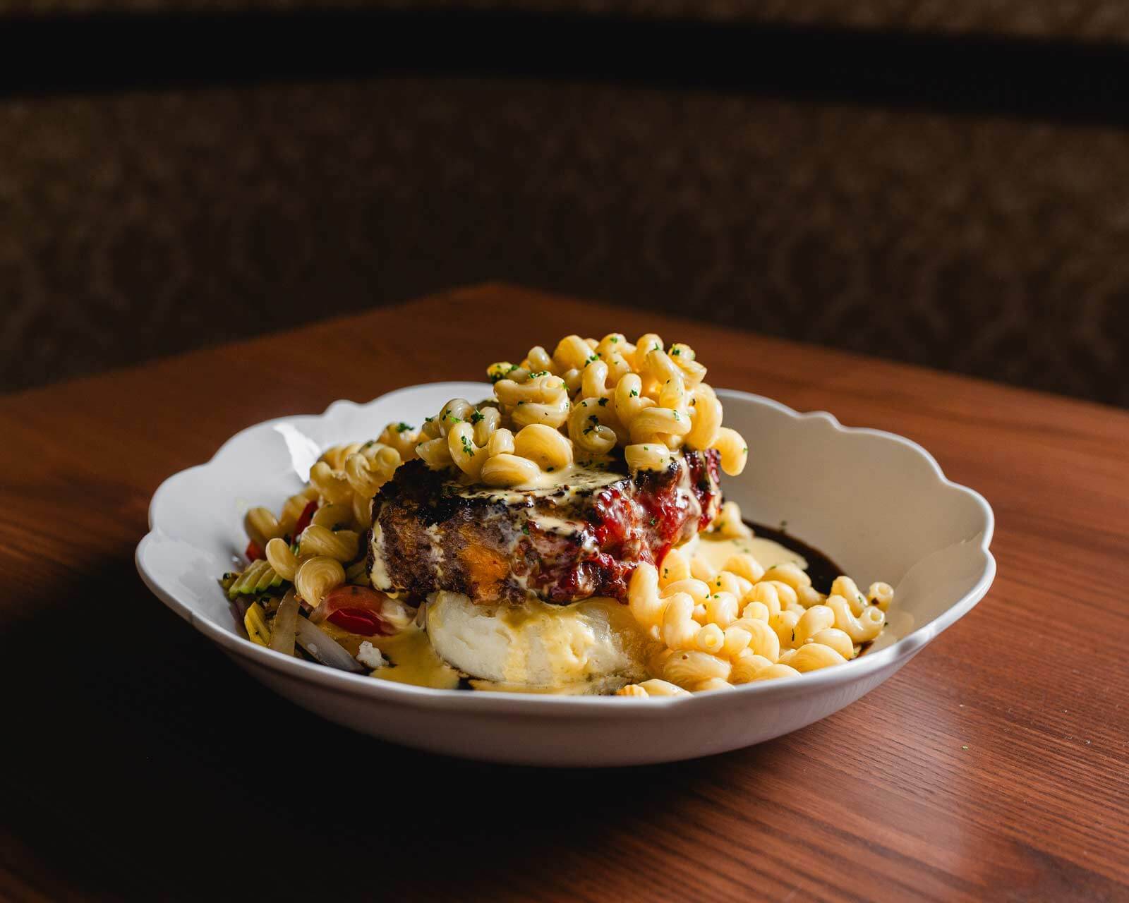 Plate of meat and noodles
