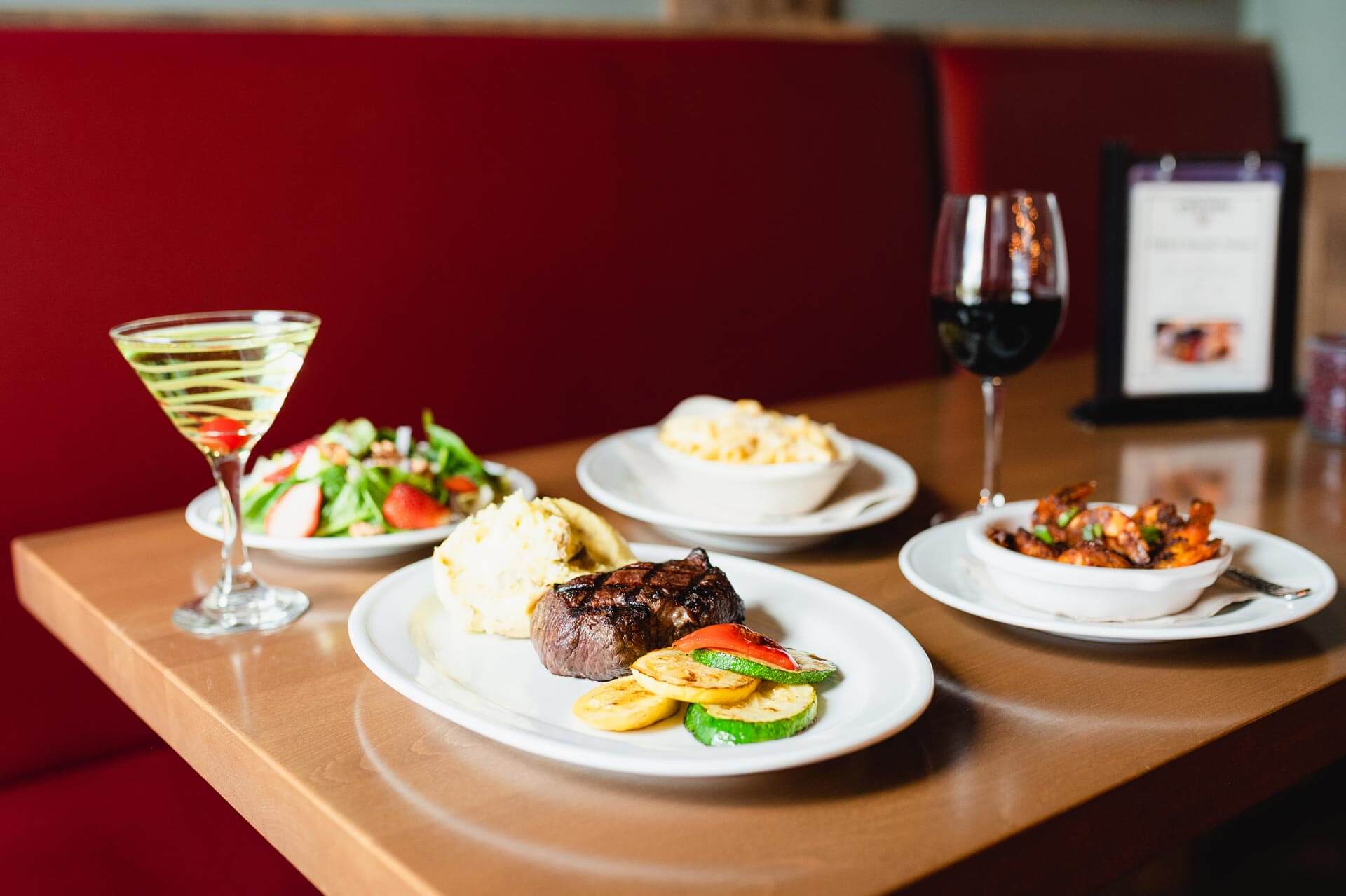 food and drinks at a restaurant table